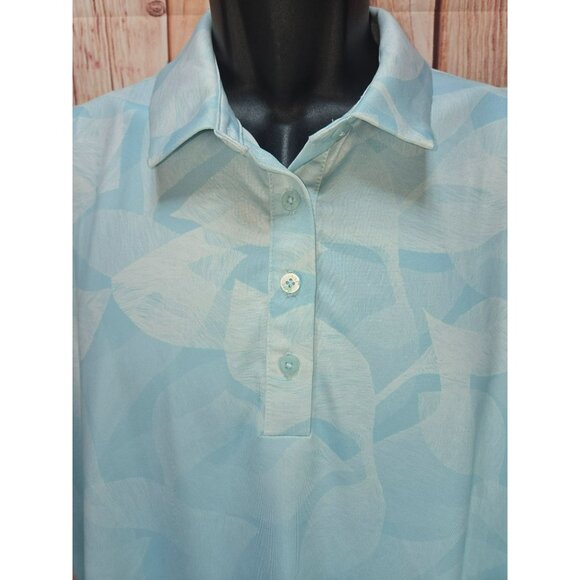 Nike Dri-Fit Womens Blue Leaf Print Golf Polo XL Activewear Sleeveless - Picture 3 of 8